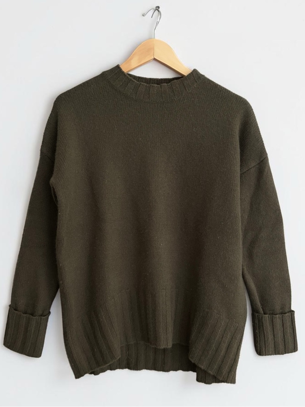 Not Monday Mila Chunky Knit Cashmere Sweater Green Sz XS Oversized